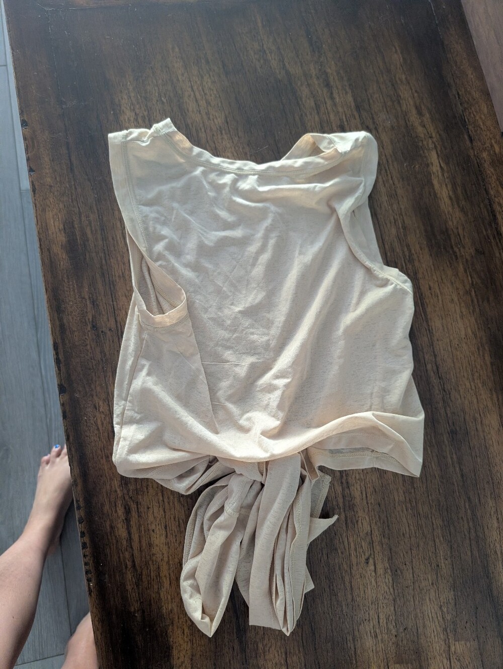 Small Light Cream Tie-Front Sleeveless Top